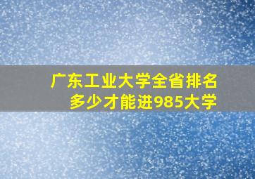 广东工业大学全省排名多少才能进985大学