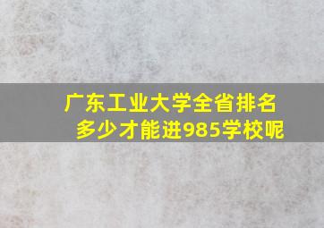 广东工业大学全省排名多少才能进985学校呢