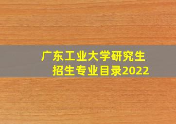 广东工业大学研究生招生专业目录2022