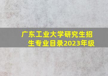 广东工业大学研究生招生专业目录2023年级