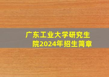 广东工业大学研究生院2024年招生简章