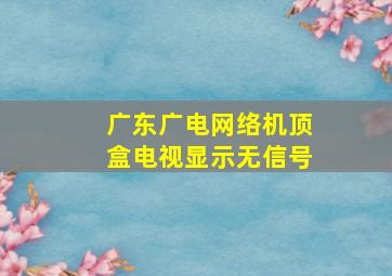 广东广电网络机顶盒电视显示无信号