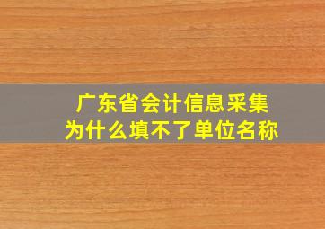 广东省会计信息采集为什么填不了单位名称