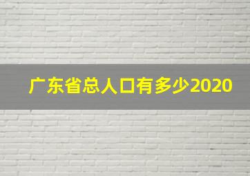 广东省总人口有多少2020