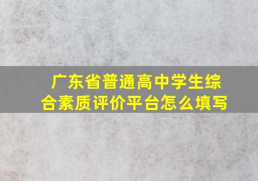 广东省普通高中学生综合素质评价平台怎么填写