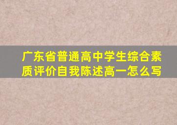 广东省普通高中学生综合素质评价自我陈述高一怎么写