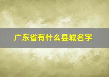 广东省有什么县城名字