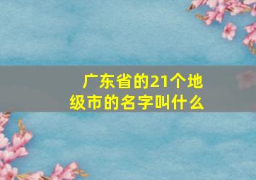 广东省的21个地级市的名字叫什么