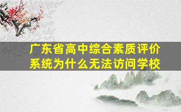 广东省高中综合素质评价系统为什么无法访问学校