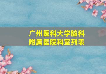 广州医科大学脑科附属医院科室列表