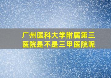 广州医科大学附属第三医院是不是三甲医院呢