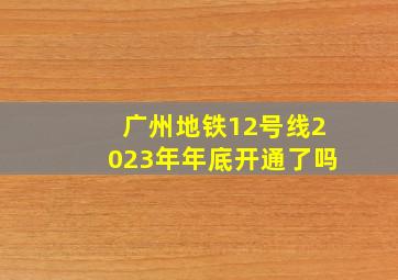 广州地铁12号线2023年年底开通了吗