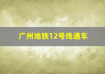 广州地铁12号线通车