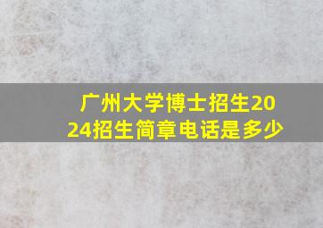 广州大学博士招生2024招生简章电话是多少