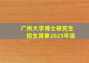 广州大学博士研究生招生简章2025年级