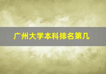 广州大学本科排名第几