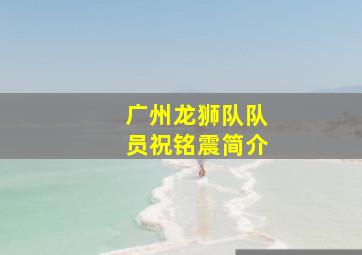 广州龙狮队队员祝铭震简介