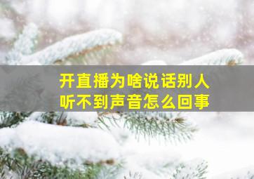 开直播为啥说话别人听不到声音怎么回事