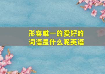 形容唯一的爱好的词语是什么呢英语