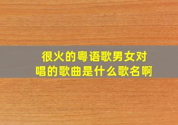 很火的粤语歌男女对唱的歌曲是什么歌名啊