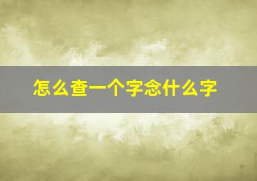 怎么查一个字念什么字