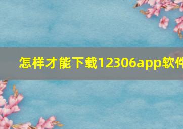 怎样才能下载12306app软件