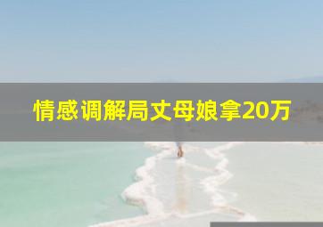 情感调解局丈母娘拿20万