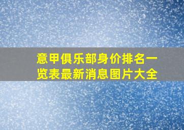 意甲俱乐部身价排名一览表最新消息图片大全