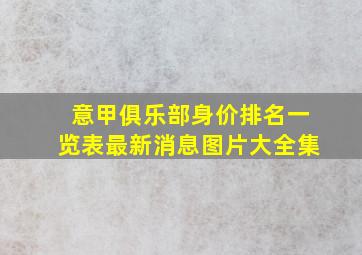 意甲俱乐部身价排名一览表最新消息图片大全集