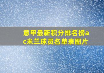 意甲最新积分排名榜ac米兰球员名单表图片