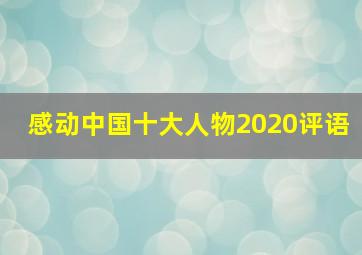 感动中国十大人物2020评语