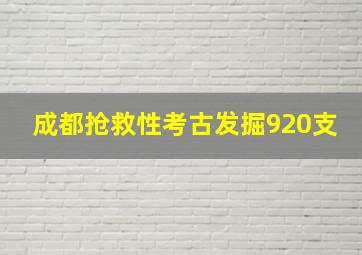 成都抢救性考古发掘920支