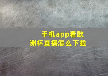 手机app看欧洲杯直播怎么下载