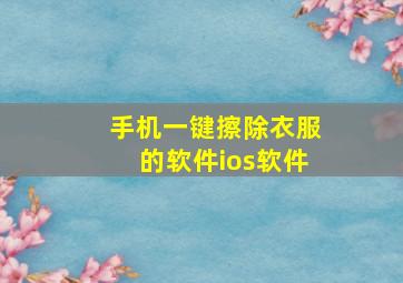 手机一键擦除衣服的软件ios软件