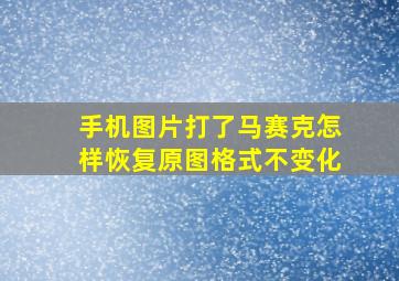 手机图片打了马赛克怎样恢复原图格式不变化