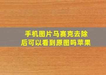 手机图片马赛克去除后可以看到原图吗苹果