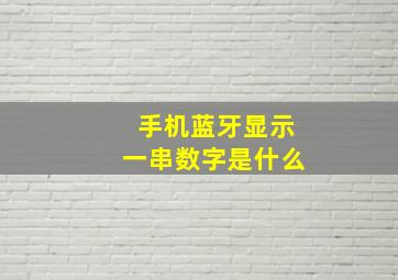 手机蓝牙显示一串数字是什么