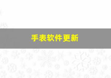 手表软件更新