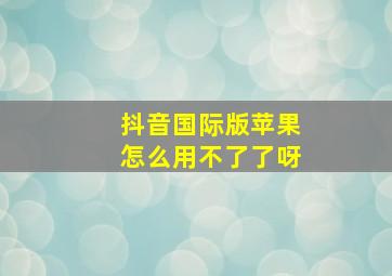 抖音国际版苹果怎么用不了了呀