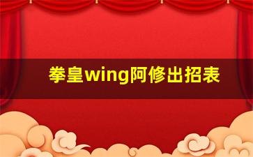 拳皇wing阿修出招表