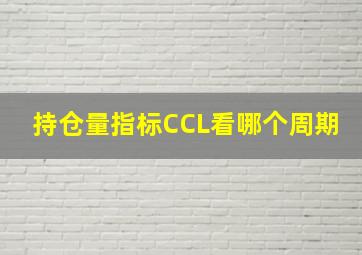 持仓量指标CCL看哪个周期