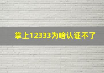 掌上12333为啥认证不了