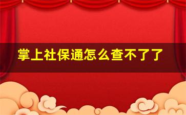 掌上社保通怎么查不了了