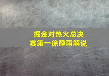 掘金对热火总决赛第一徐静雨解说