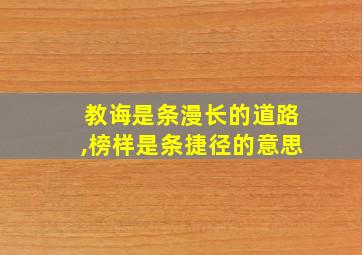 教诲是条漫长的道路,榜样是条捷径的意思