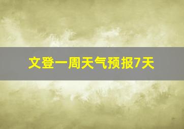 文登一周天气预报7天