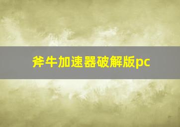 斧牛加速器破解版pc