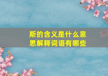 斯的含义是什么意思解释词语有哪些