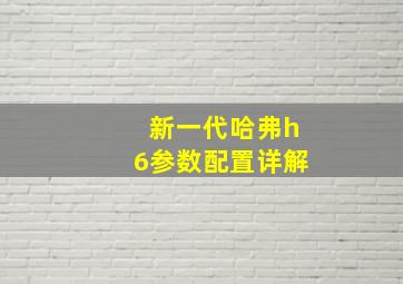 新一代哈弗h6参数配置详解