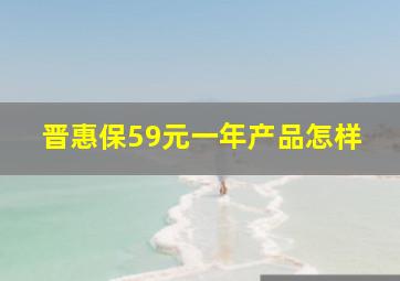 晋惠保59元一年产品怎样